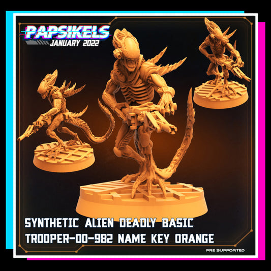 SYNTHETIC ALIEN DEADLY BASIC TROOPER-00-982 NAME KEY ORANGE